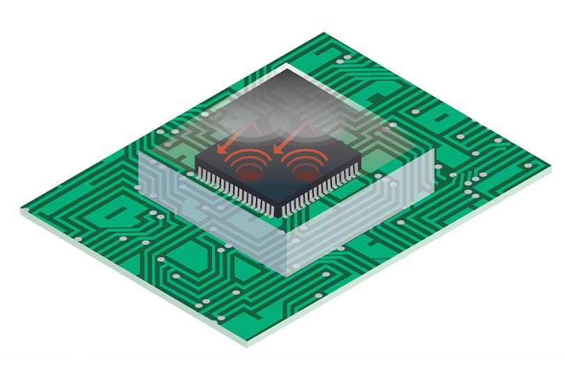 ICカバーケース裏側の狭い場所に貼付（薄いため場所をとらない）
